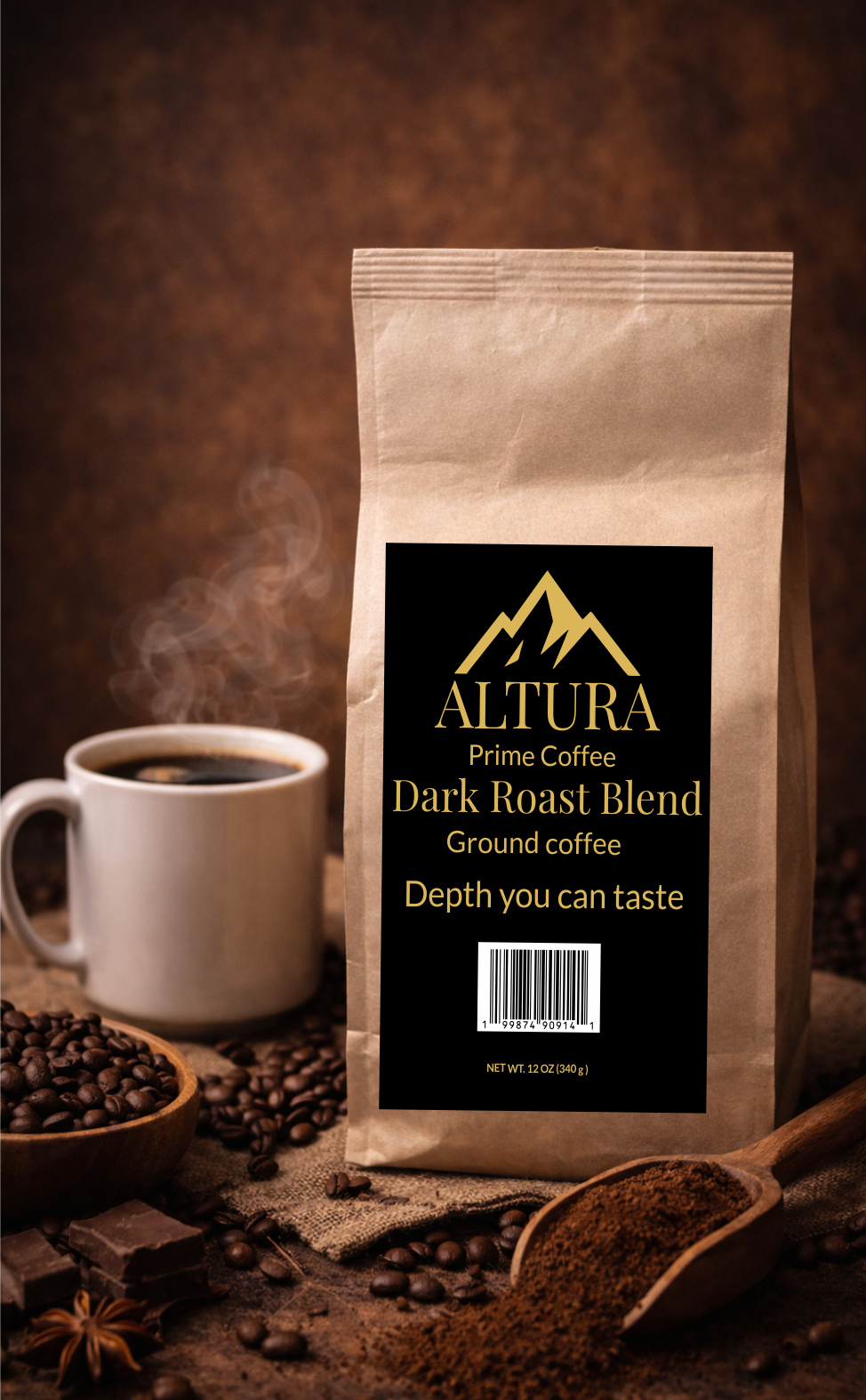 Altura Prime Coffee Dark Roast Blend (Ground Coffee) 12 oz