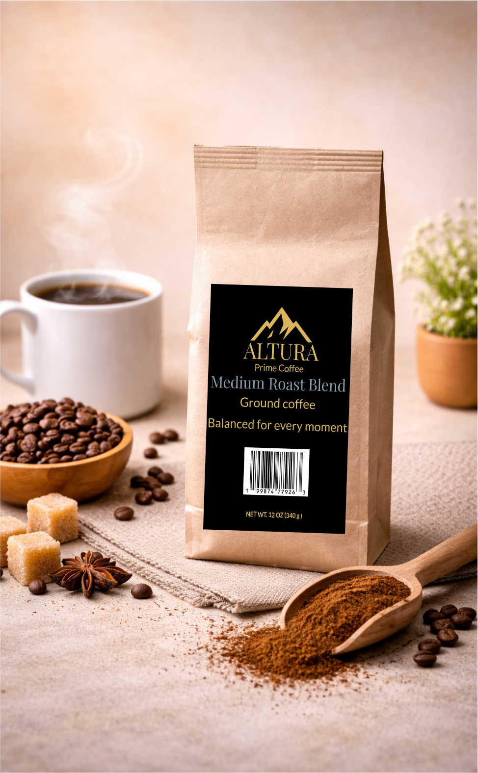 Altura Prime Coffee Medium Roast Blend (Ground Coffee) 12 oz